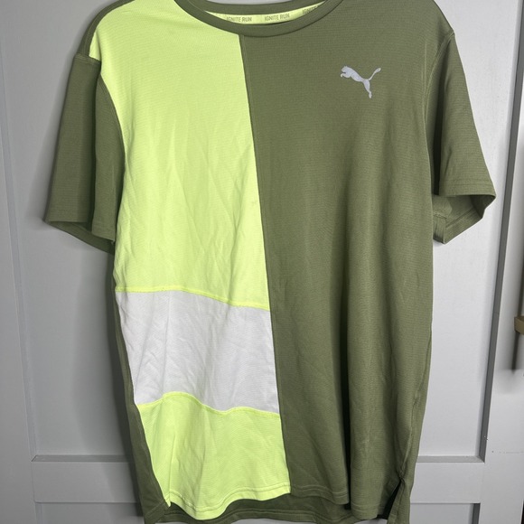 PUMA Ignite Men's Tee Size L Green Short Sleeve T-Shirt - Picture 6 of 8